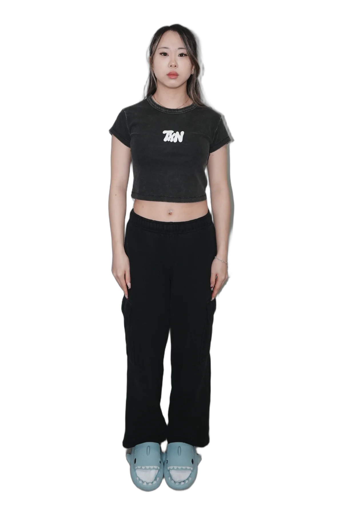Model wearing the TXN shirt
